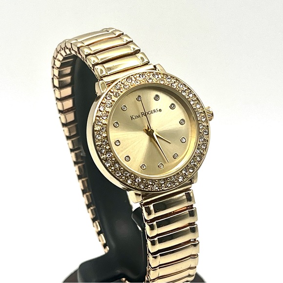 Kim Rogers Accessories - Kim Rogers Gold Stretch Bracelet Watch with Crystal Bezel 6.5" New Battery